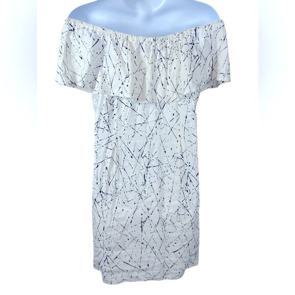 Chelsea & Theodore Linen Off-the-Shoulder Splatter Dress | Size XL - Picture 6 of 13
